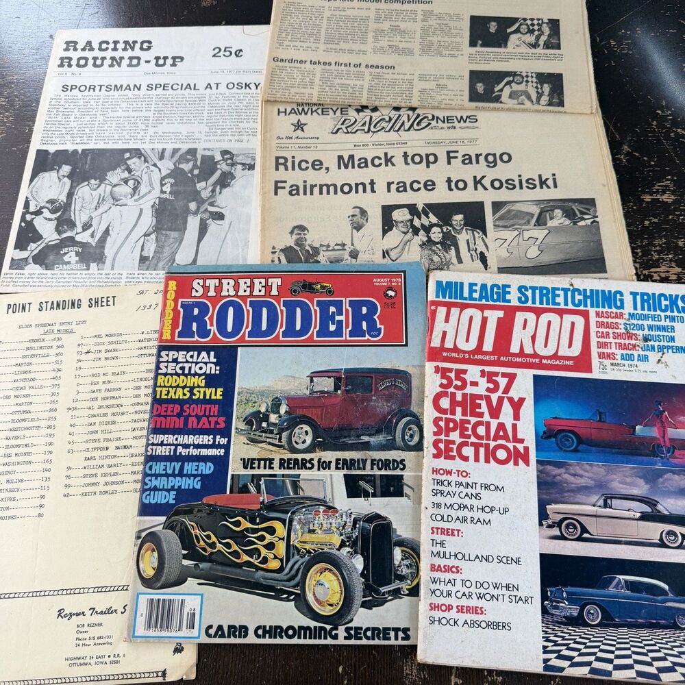 Vintage 1970s Racing Newspapers & Magazines Lot Hawkeye Hot Rod Street Rodder
